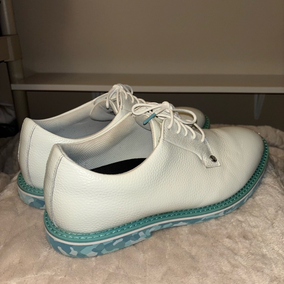 G/FORE White Leather Oxfords with Teal Sole Accent - Picture 4 of 7